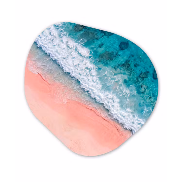 Strand - Oceaan - Golven - Roze Zand - Natuur Wandcirkel Organisch Forex 3mm klein -3d
