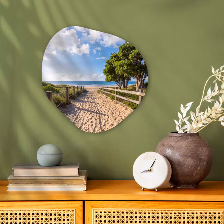 Strand - Zandpad - Oceaan - Natuur Wandcirkel Organisch Forex 3mm klein -sfeer2