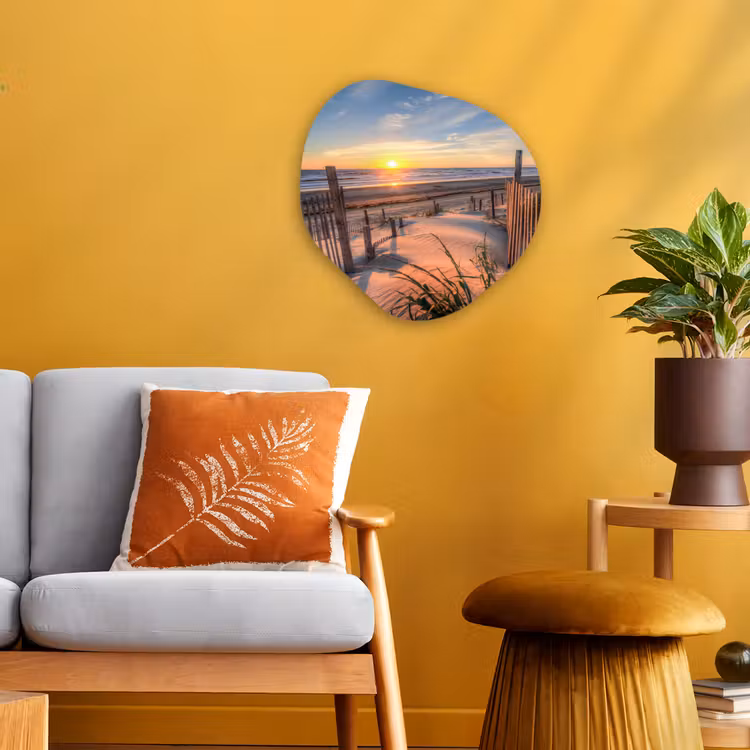 Strand - Zee - Duin - Zonsondergang - Landschap Wandcirkel Organisch Forex 3mm klein -sfeer4
