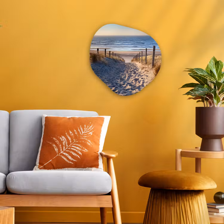 Strand - Zee - Nederland - Duinen - Zon Wandcirkel Organisch Forex 3mm klein -sfeer4