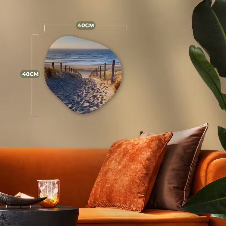 Strand - Zee - Nederland - Duinen - Zon Wandcirkel Organisch Forex 3mm klein -sfeer3