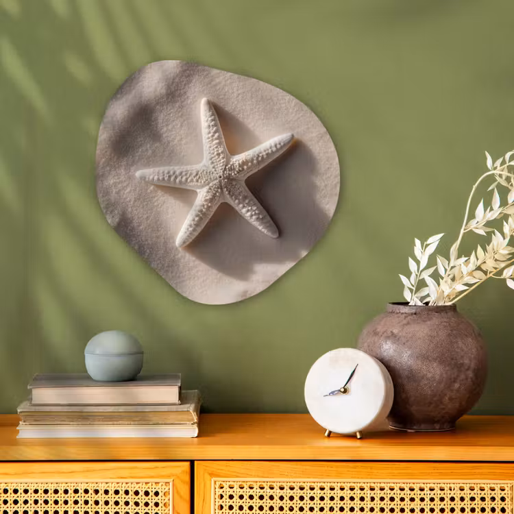 Strand - Zeester - Zand - Beige Wandcirkel Organisch Forex 3mm klein -sfeer2