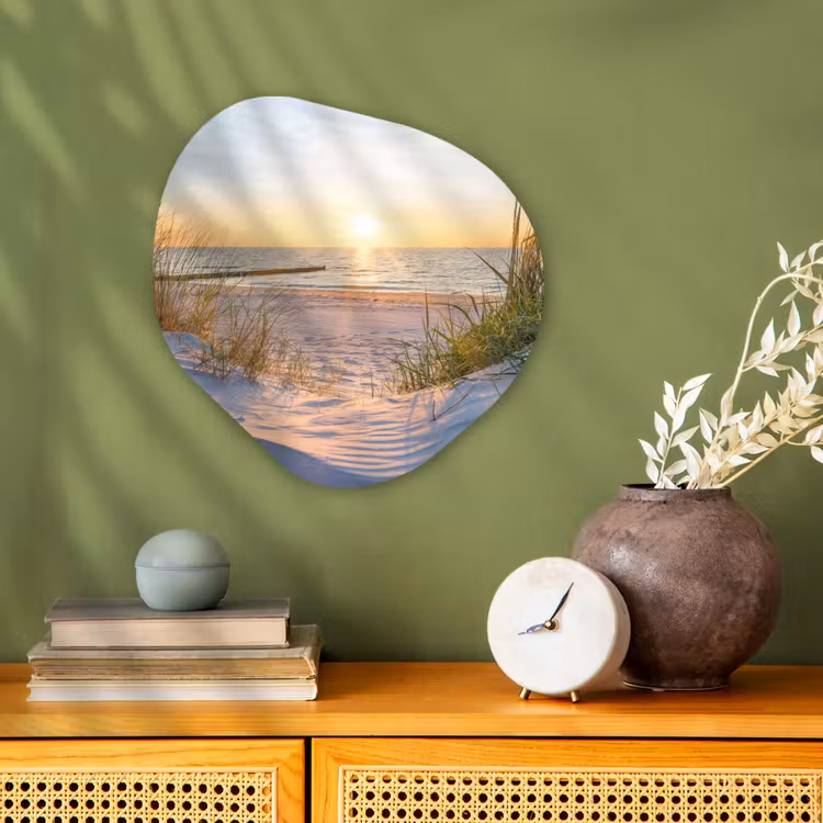 Strand - Zon - Duin - Gras - Zand - Horizon Wandcirkel Organisch Forex 3mm klein -sfeer2
