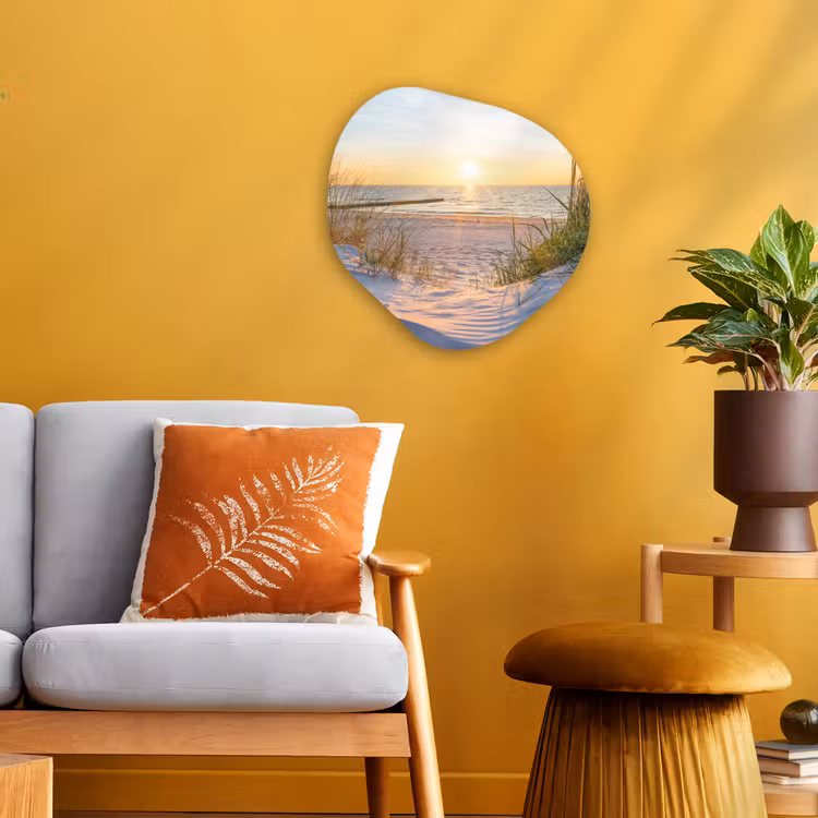 Strand - Zon - Duin - Gras - Zand - Horizon Wandcirkel Organisch Forex 3mm klein -sfeer4