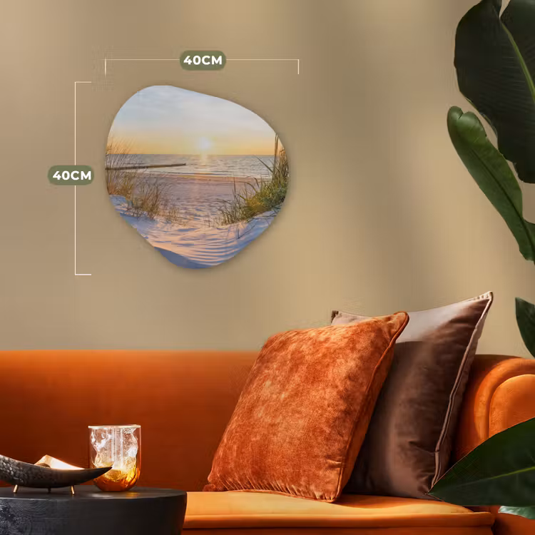 Strand - Zon - Duin - Gras - Zand - Horizon Wandcirkel Organisch Forex 3mm klein -sfeer3