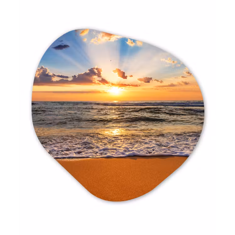 Strand - Zonsondergang - Zee - Wolken - Horizon Wandcirkel Organisch Forex 3mm klein -3d