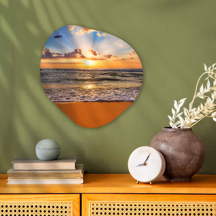 Strand - Zonsondergang - Zee - Wolken - Horizon Wandcirkel Organisch Forex 3mm klein -sfeer2