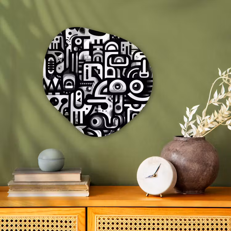 Symbolen - Abstract - Grafisch - Zwart Wandcirkel Organisch Forex 3mm klein -sfeer2