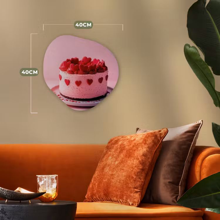 Taart - Hart - Roze Wandcirkel Organisch Forex 3mm klein -sfeer3