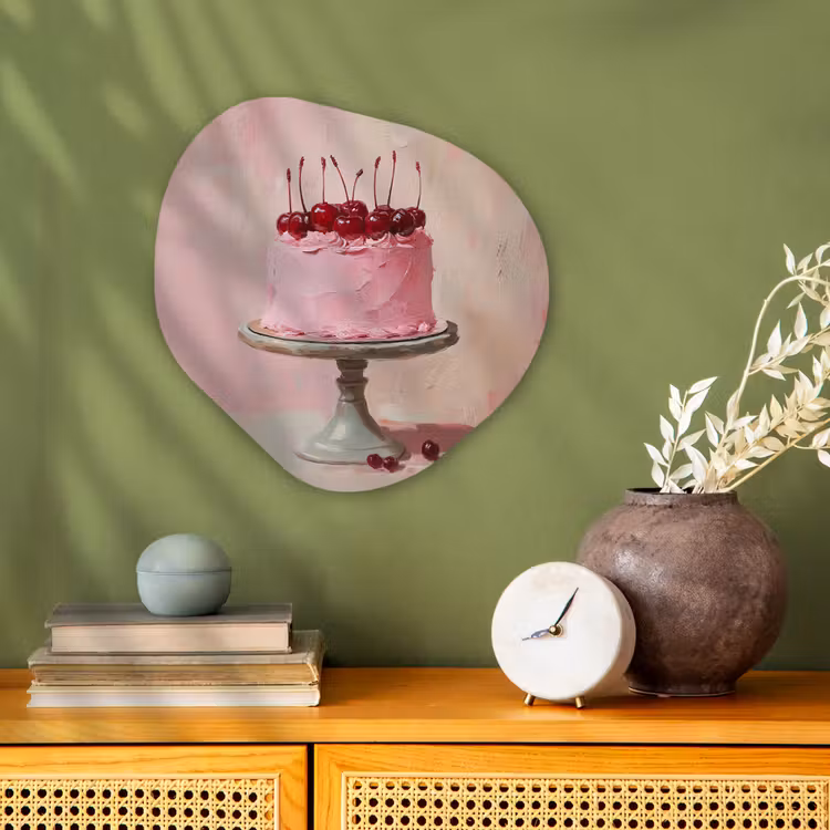Taart - Pink - Cherry Wandcirkel Organisch Forex 3mm klein -sfeer2