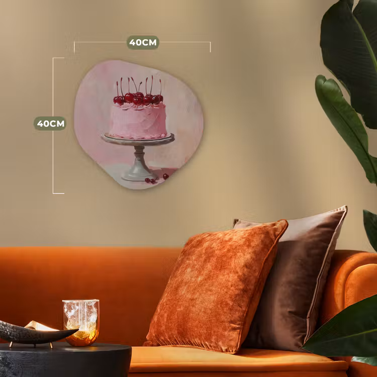 Taart - Pink - Cherry Wandcirkel Organisch Forex 3mm klein -sfeer3