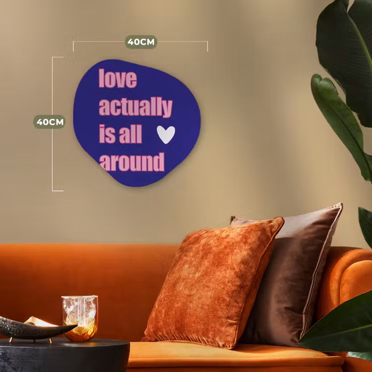 Tekst - Valentijn - Love - Blauw Wandcirkel Organisch Forex 3mm klein -sfeer3