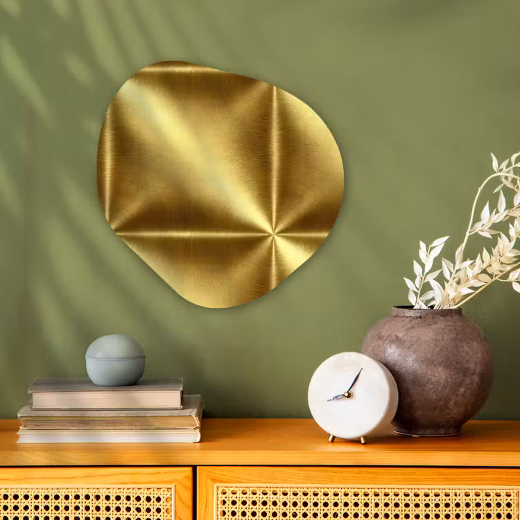Textuur - Geborsteld Goud - Industrieel - Metallic Wandcirkel Organisch Forex 3mm klein 629 -sfeer2