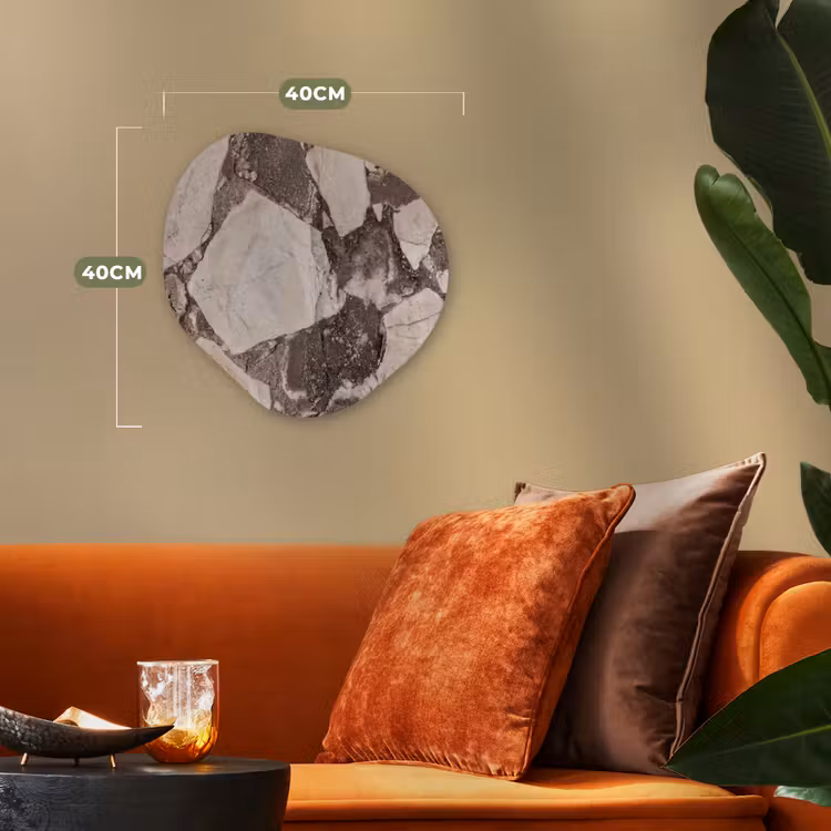 Textuur - Marmer - Abstract - Beige - Bruin Wandcirkel Organisch Forex 3mm klein -sfeer3