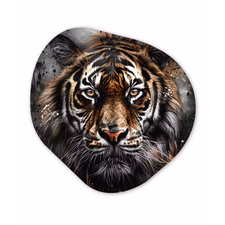 Tijger - Dieren - Portret - Luxe - Zwart Wandcirkel Organisch Forex 3mm klein -3d