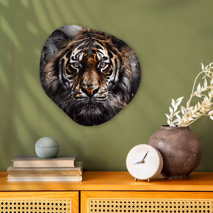 Tijger - Dieren - Portret - Luxe - Zwart Wandcirkel Organisch Forex 3mm klein -sfeer2