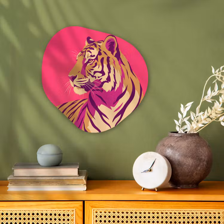 Tijger - Modern - Neon Wandcirkel Organisch Forex 3mm klein -sfeer2