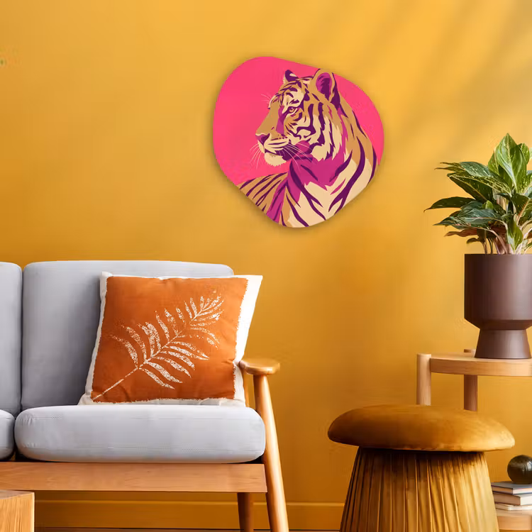 Tijger - Modern - Neon Wandcirkel Organisch Forex 3mm klein -sfeer4