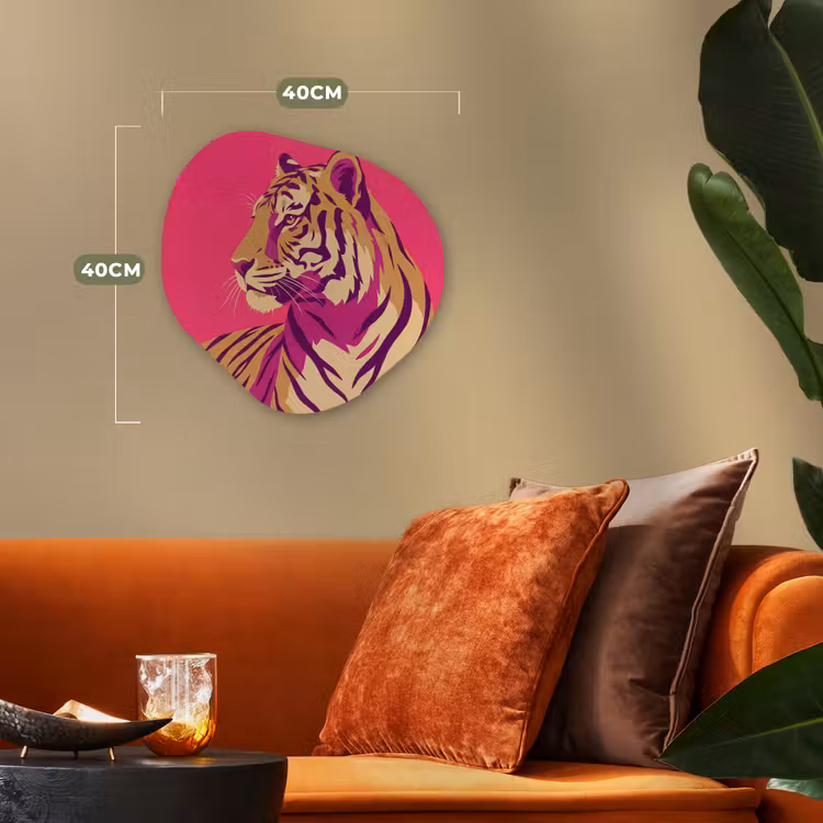 Tijger - Modern - Neon Wandcirkel Organisch Forex 3mm klein -sfeer3