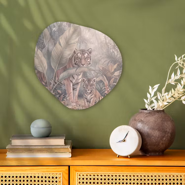 Tijger - Welp - Jungle - Illustratie - Dieren Wandcirkel Organisch Forex 3mm klein -sfeer2