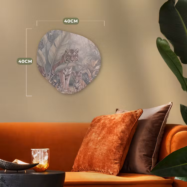 Tijger - Welp - Jungle - Illustratie - Dieren Wandcirkel Organisch Forex 3mm klein -sfeer3