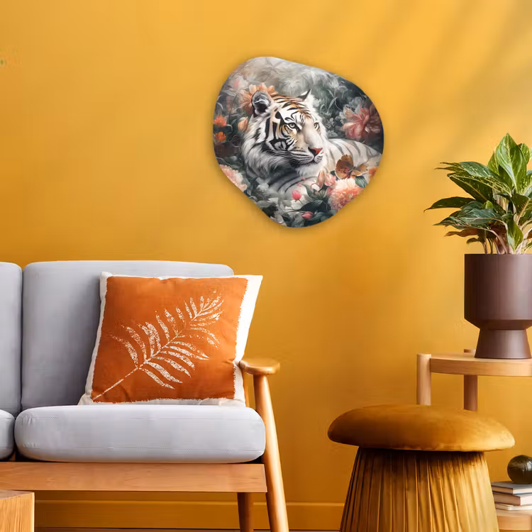 Tijger - Wilde dieren - Bloemen - Jungle Wandcirkel Organisch Forex 3mm klein -sfeer4