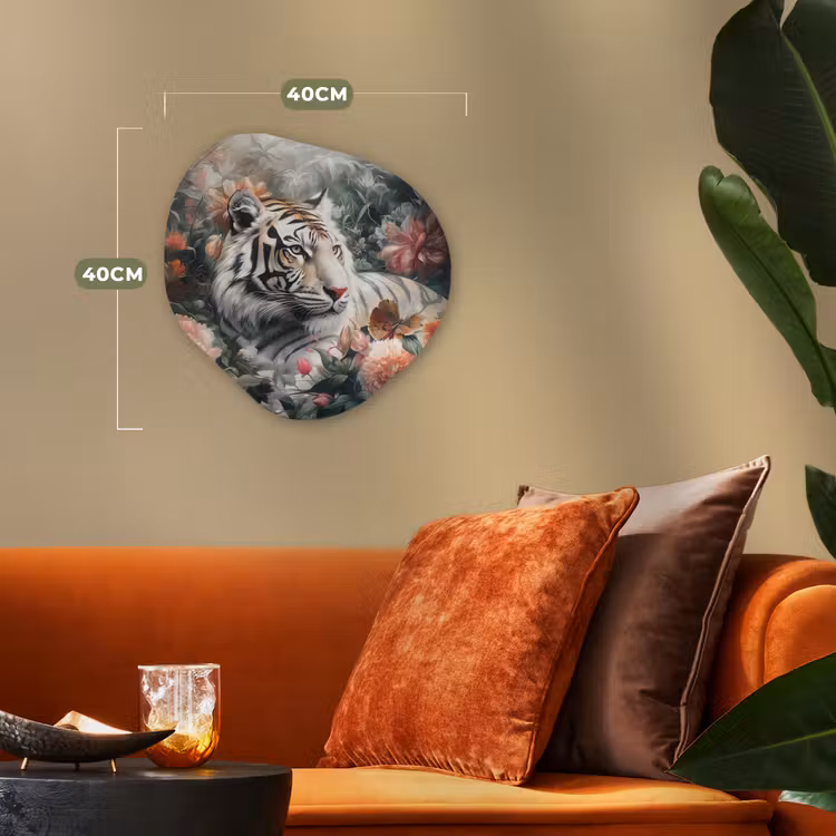 Tijger - Wilde dieren - Bloemen - Jungle Wandcirkel Organisch Forex 3mm klein -sfeer3