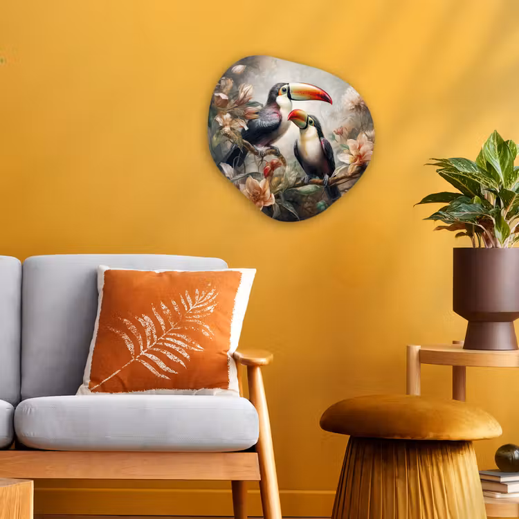 Toekan - Vogels - Bloemen - Jungle Wandcirkel Organisch Forex 3mm klein -sfeer4