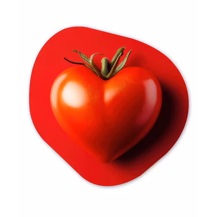 Tomaat - Rood - Hart Wandcirkel Organisch Forex 3mm klein -3d