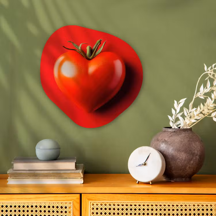 Tomaat - Rood - Hart Wandcirkel Organisch Forex 3mm klein -sfeer2