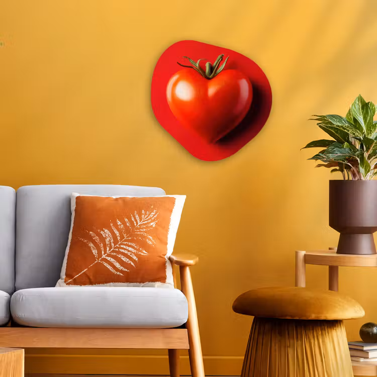 Tomaat - Rood - Hart Wandcirkel Organisch Forex 3mm klein -sfeer4