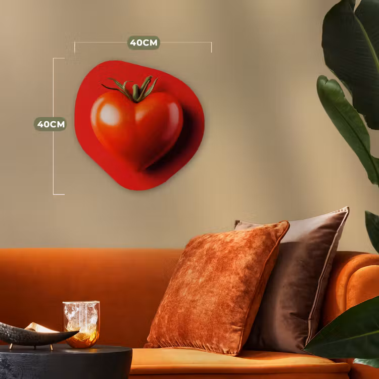 Tomaat - Rood - Hart Wandcirkel Organisch Forex 3mm klein -sfeer3