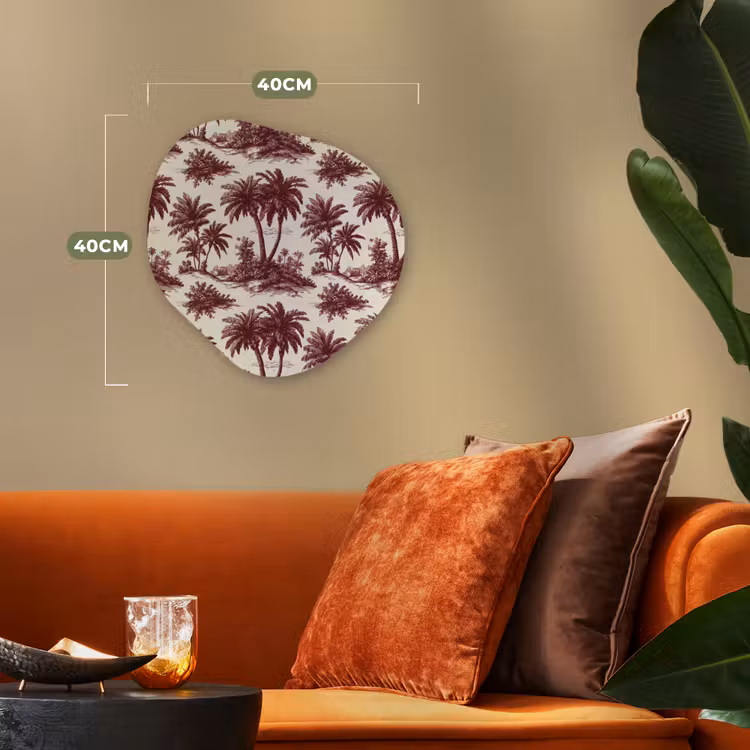Tropisch - Geometrisch - Bordeauxrood Wandcirkel Organisch Forex 3mm klein 629 -sfeer3