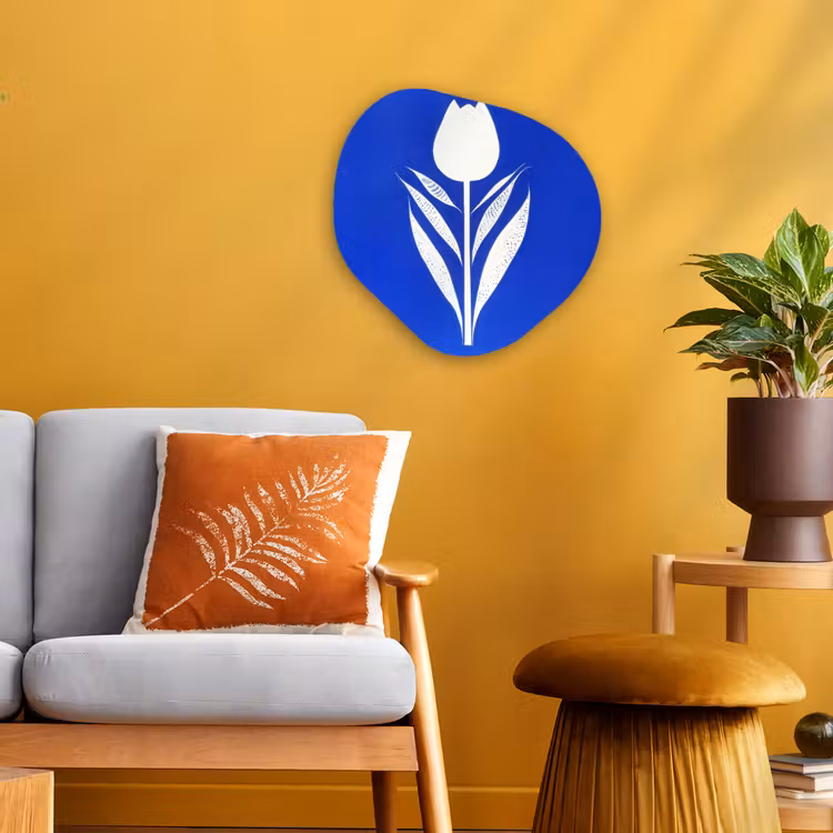 Tulp - Minimalistisch - Bladeren - Wit Wandcirkel Organisch Forex 3mm klein -sfeer4