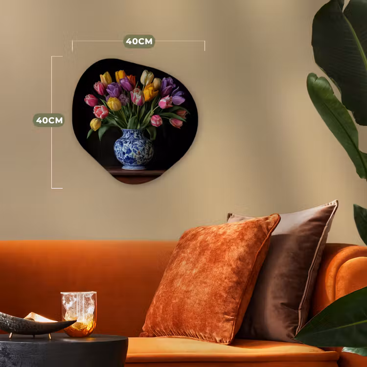 Tulpen - Kleuren - Hout - Vaas Wandcirkel Organisch Forex 3mm klein -sfeer3