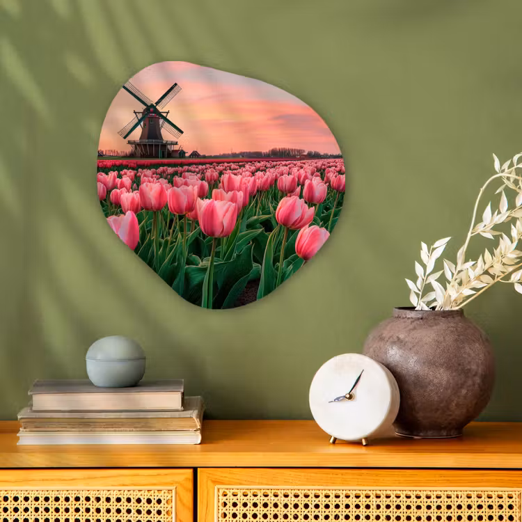 Tulpen - Molen - Nederland Wandcirkel Organisch Forex 3mm klein -sfeer2