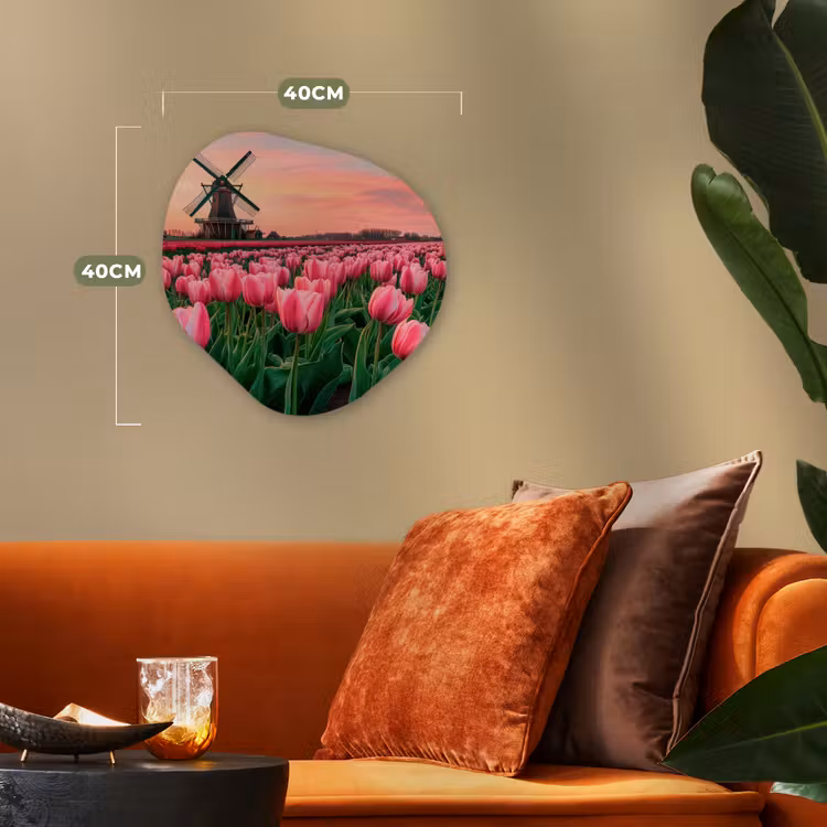 Tulpen - Molen - Nederland Wandcirkel Organisch Forex 3mm klein -sfeer3