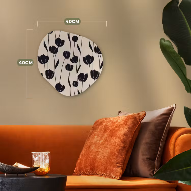 Tulpen - Patroon - Zwart Wandcirkel Organisch Forex 3mm klein 629 -sfeer3