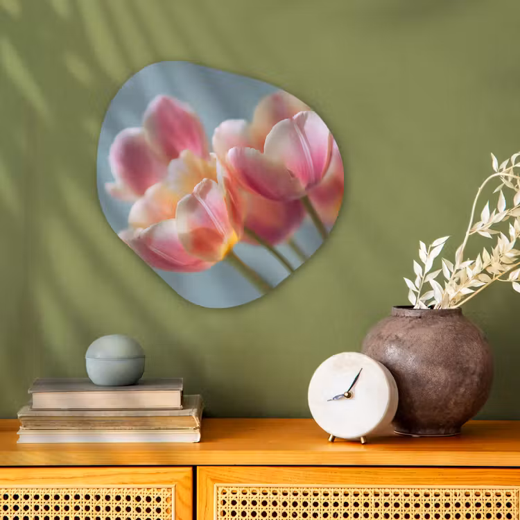 Tulpen - Roze - Stelen Wandcirkel Organisch Forex 3mm klein -sfeer2