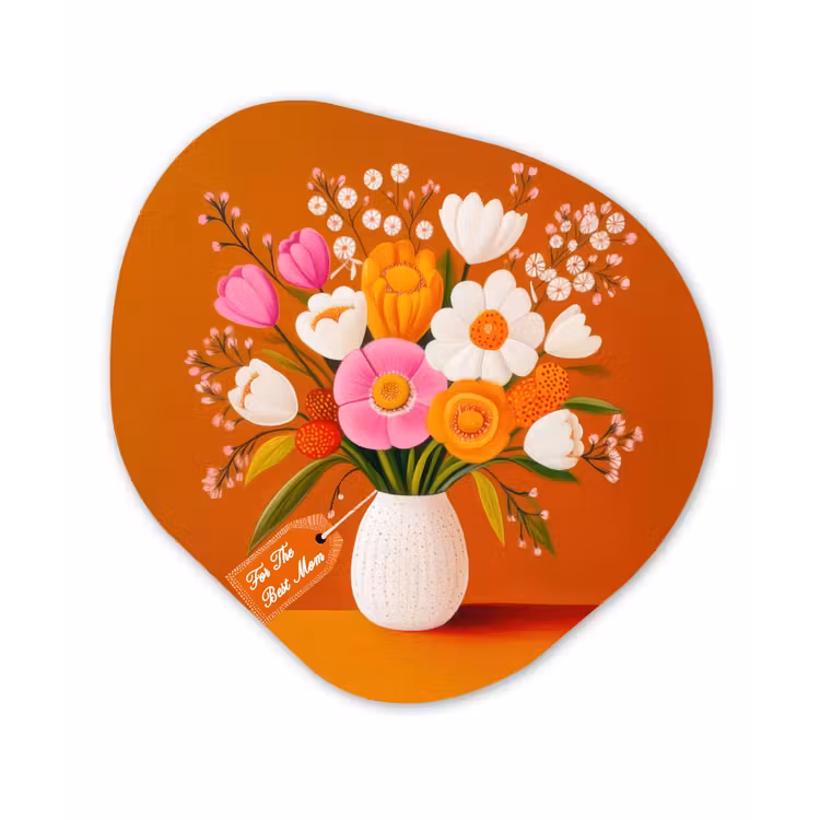 Vaas - Bloemen - Oranje Wandcirkel Organisch Forex 3mm klein -3d