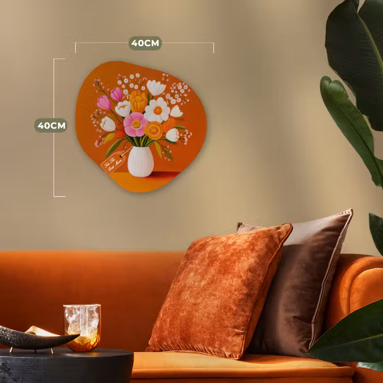 Vaas - Bloemen - Oranje Wandcirkel Organisch Forex 3mm klein -sfeer3