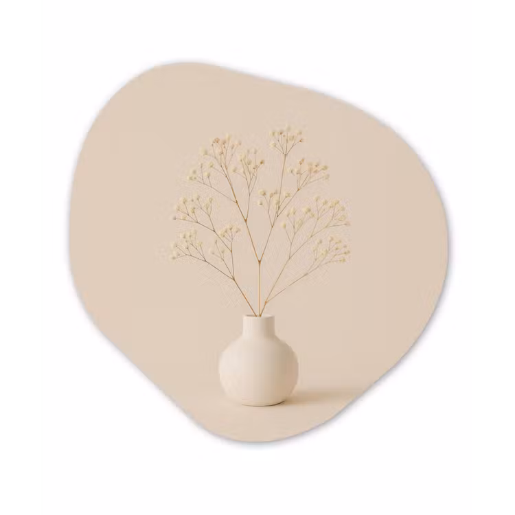 Vaas - Takken - Bloemetjes - Wit Wandcirkel Organisch Forex 3mm klein -3d