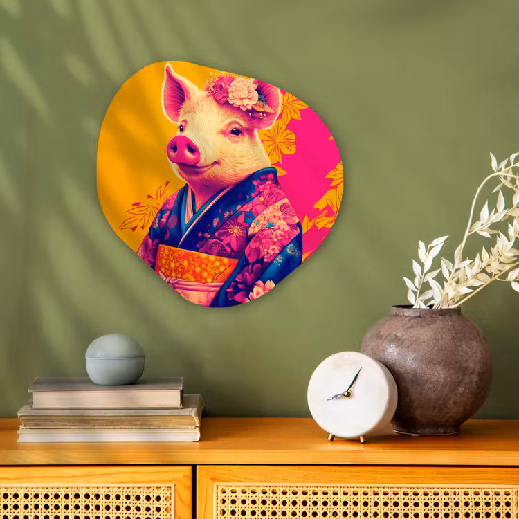 Varken - Bloemkroon - Kimono - Abstract Wandcirkel Organisch Forex 3mm klein -sfeer2