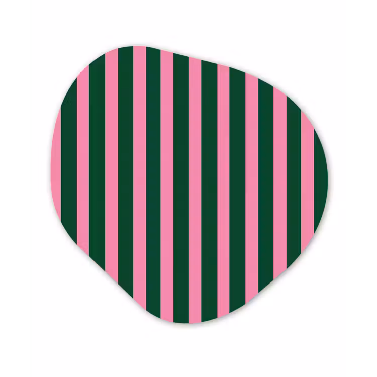 Verticale strepen - Groen - Roze Wandcirkel Organisch Forex 3mm klein 629 -3d