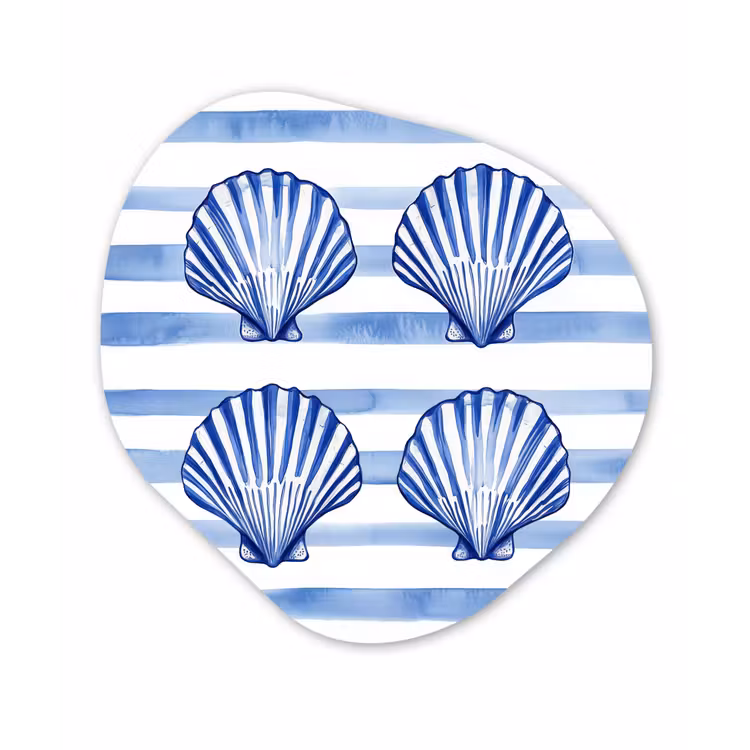 Vier schelpen - Blauw - Wit - Strepen Wandcirkel Organisch Forex 3mm klein -3d