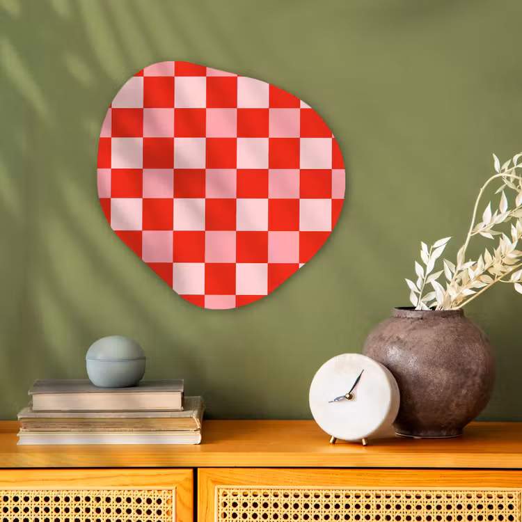Vierkant - Klassiek - Rood Wandcirkel Organisch Forex 3mm klein 629 -sfeer2