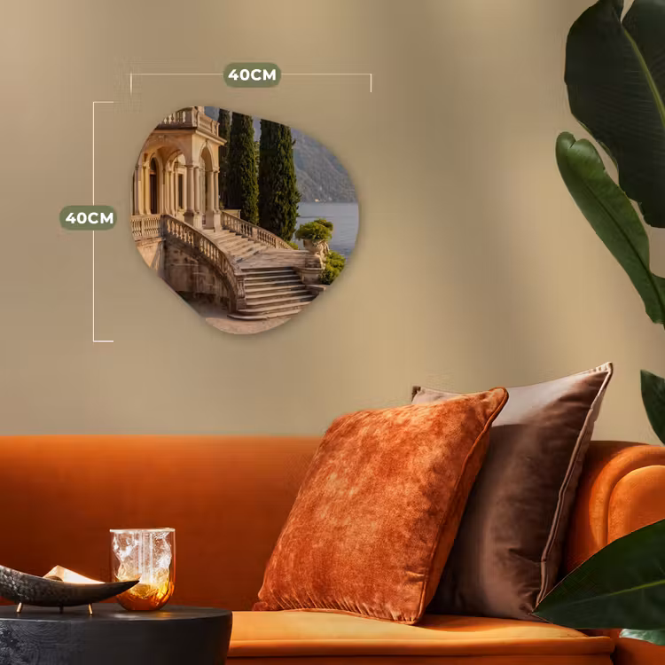 Organisch schilderij forex - Villa - water -trappen - Villa - water -trappen Wandcirkel Organisch Forex 3mm klein