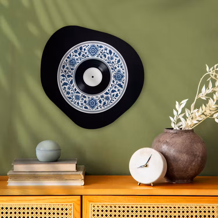 Vinyl - LP - Delfts Blauw - Muziek Wandcirkel Organisch Forex 3mm klein -sfeer2