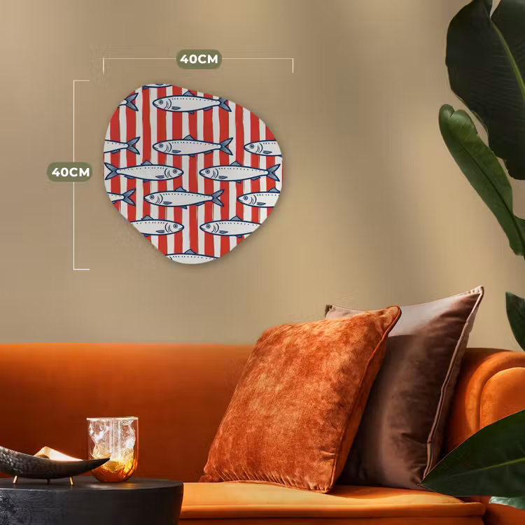 Vis - Patroon - Strepen - Illustratie - Rood Wandcirkel Organisch Forex 3mm klein -sfeer3