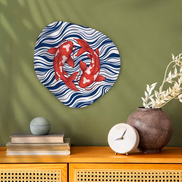 Vis - Water - Natuur - Illustratie - Rood Wandcirkel Organisch Forex 3mm klein -sfeer2